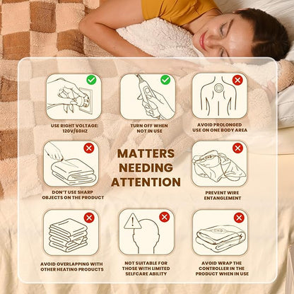 Bearhug Electric Blanket Full Size 77" x 84", Reversible Brown Plaid Sherpa Heated Blanket, 10 Heating Levels & 1-12H Auto Off, ETL Certified, Machine Washable, Gift Box