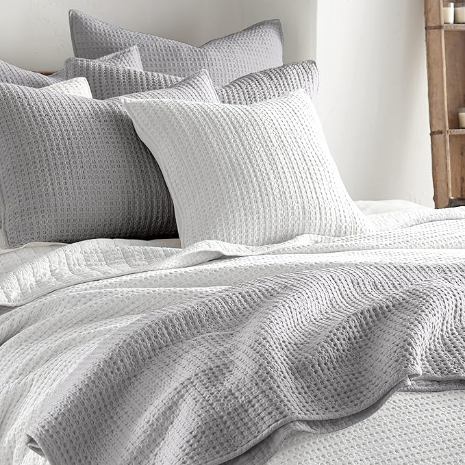 Levtex Home - Mills Waffle - Decorative Pillow - Poly Filled - Bright White - Sham Size (20 x 20in.)