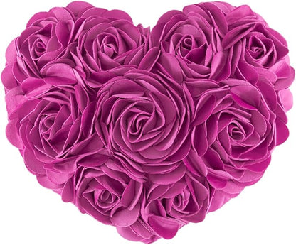JWH Valentine's Day Throw Pillow Covers Decorative Flower Accent Pillow Cases Heart Shaped Cushion for Couch Living Room Bed Chair 14 x 16 Inches Hot Pink