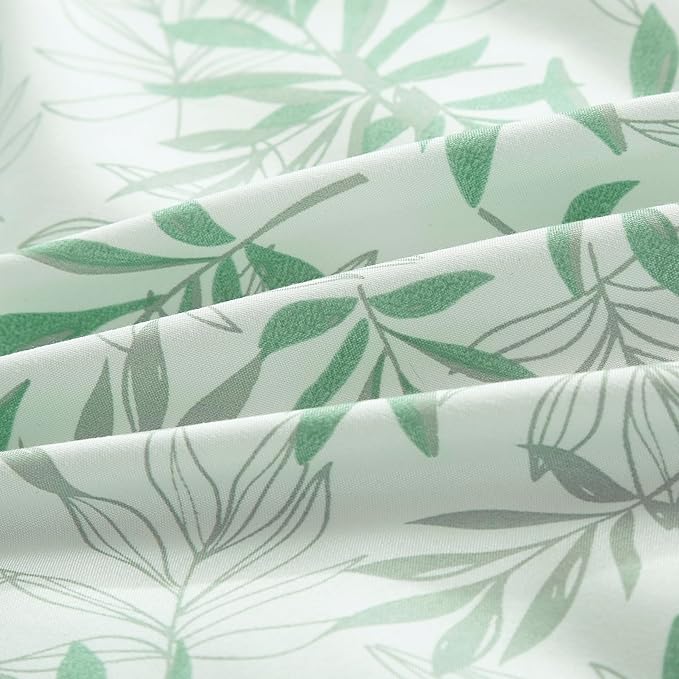 Chezmoi Collection Venus 3-Piece Floral Leaves Comforter Set King - Green White Leaves Printed Microfiber Lightweight Bedding Set for All Season