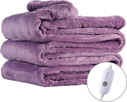 Electric Heated Blanket Full Size 72"x84",Fast Heating, Soft Plush Microplush for Bed & Couch, 10 Hours Auto Off 5 Heating Levels, Machine Washable, Gifts for Grandma & Family-Light Purple