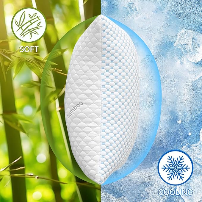 Cooling Shredded Memory Foam Pillow King Size - Adjustable Loft for Back & Side Sleepers, Breathable & Supportive Bed Pillow with Removable Washable Cover King(Pack of 1)
