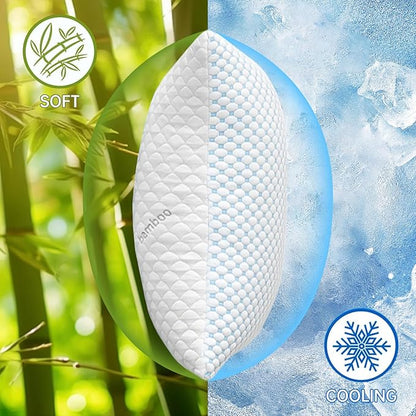 Cooling Shredded Memory Foam Pillow King Size - Adjustable Loft for Back & Side Sleepers, Breathable & Supportive Bed Pillow with Removable Washable Cover King(Pack of 1)