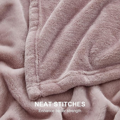 Hansleep Fleece Pink Twin Blanket, Super Soft Flannel Fuzzy Plush Cozy Blanket for All Seasons, Pink, Twin 60x80 Inches