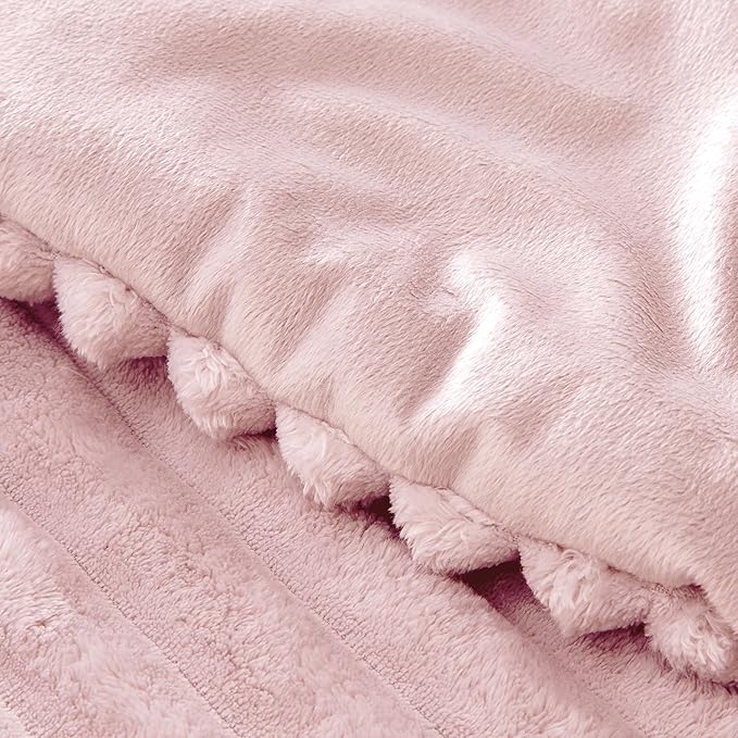 BEDELITE Fleece Queen Comforter Set -Super Soft & Warm Fluffy Pink Bedding, Luxury Fuzzy Heavy Bed Set for Winter with 2 Pillow Cases