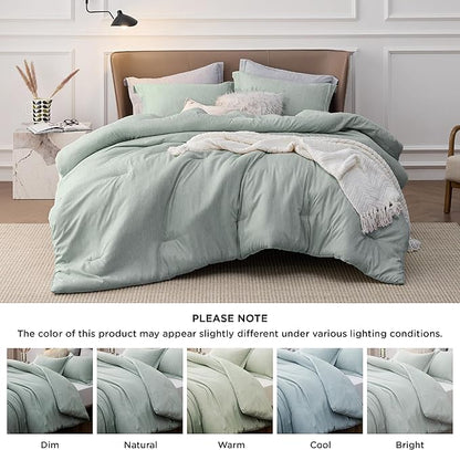 Bedsure California King Comforter Set - Mint Green Soft Bedding for All Seasons, Cationic Dyed Bed Set, 3 Pieces, 1 California King Size Comforter (104"x96") and 2 Pillow Shams (20"x36"+2")