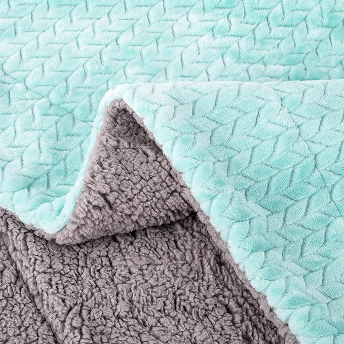 Fuzzy Blanket or Fluffy Blanket for Baby Girl or boy, Soft Warm Cozy Coral Fleece Toddler, Infant or Newborn Receiving Blanket for Crib, Stroller, Travel, Outdoor (40" x 48", MD-Aqua Green)