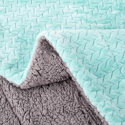 Fuzzy Blanket or Fluffy Blanket for Baby Girl or boy, Soft Warm Cozy Coral Fleece Toddler, Infant or Newborn Receiving Blanket for Crib, Stroller, Travel, Outdoor (40" x 48", MD-Aqua Green)