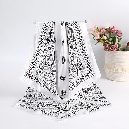 AWAYTR 35” Satin Large Square Head Scarves - 4PCS Silk Like Neck Scarf Hair Sleeping Wraps Satin Silk Scarfs for Women