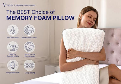 Cooling Gel Memory Foam Pillow - 2-Pack - King Size Bed Pillows For Sleeping - Medium-Firm - Back, Stomach and Side Sleeper Pillow - Shoulder & Back Pain Relief - Washable , Bamboo Viscose Cover