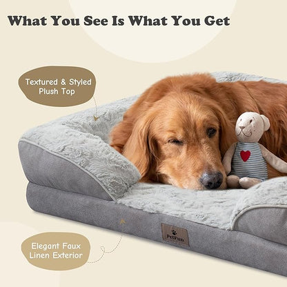 XL Orthopedic Dog Beds Large Sized Dog - Washable Large Dog Cat Bed Waterproof, Comfort Dogs Couch Sofa with Washable Removable Cover, Pet Bed with Nonskid Bottom, Light Grey, 42"