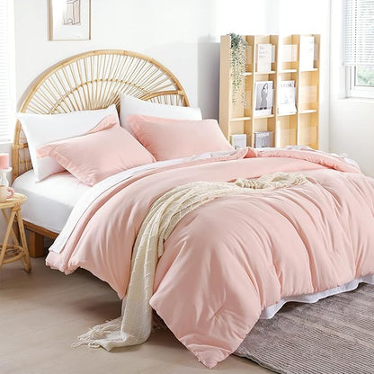 weigelia Twin Comforter Set 5 Pieces Pink Comforter Set Soft Blush Pink Bed Set Twin Bedding Set for Girls with Comforters, Flat & Fitted Sheets, Pillowcases & Shams