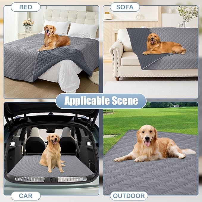 Smiry Waterproof Dog Bed Cover Pet Blanket, Soft Washable Dog Blanket for Furniture Bed Couch Sofa Reversible, Checkered (30"x80", Grey/Dark Grey)