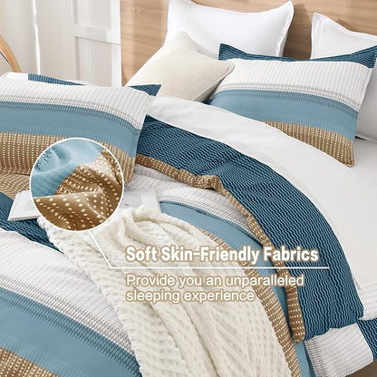Litanika Comforter Set Twin/Twin XL Green Yellow - 2 Pieces Lightweight Colorblock Stripe Fluffy Bedding Comforter Sets, All Season Bed Set