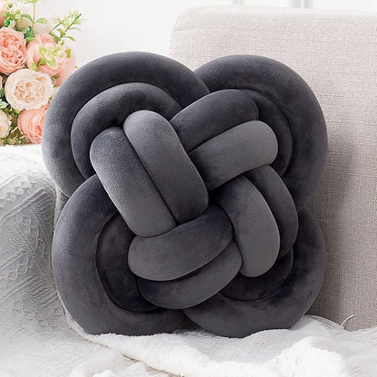 Xiashrk Knot Pillow, Decorative Throw Pillows with Soft Plush for Couch, 12" Knotted Pillows Dark Grey Dorm Room Decor Knot Pillow Ball Decorative Cushion for Bed Living Room