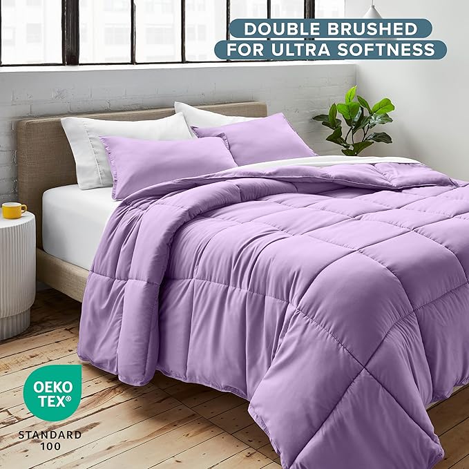 Bare Home Comforter Set - King/California King Size - Ultra-Soft - Goose Down Alternative - Premium 1800 Series - All Season Warmth (King/Cal King, Lavender)