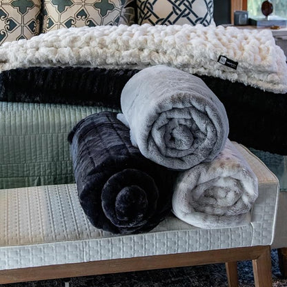 Minky Designs Jaguar Black Minky Blanket – Ultra Soft Faux Fur Throw Blanket for Couch, Bed & Home – Fluffy, Warm & Luxurious – Posh Collection (X-Large, 60x84)