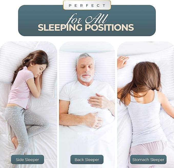 Utopia Bedding Bed Pillows for Sleeping Queen Size (White), Set of 2, Down Alternative Pillow for Sleeping, Cooling Hotel Quality Pillow Set for Back, Stomach or Side Sleepers