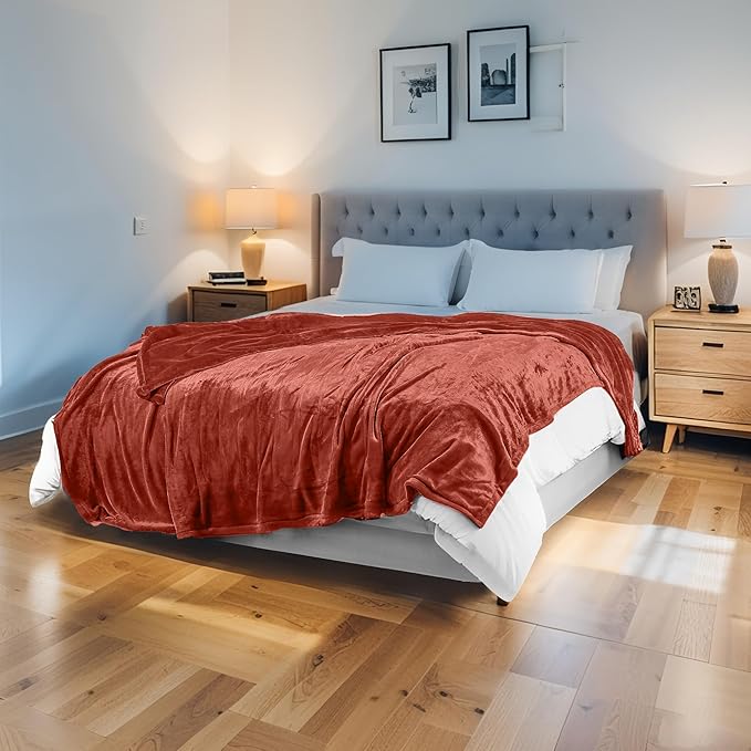 Electric Heated Blanket 72"x84" Full Size Flannel Heated Blanket, Cozy & Warm for All Night, 5 Heat Settings & 10 Hours Auto Off, Machine Washable, Brick Red