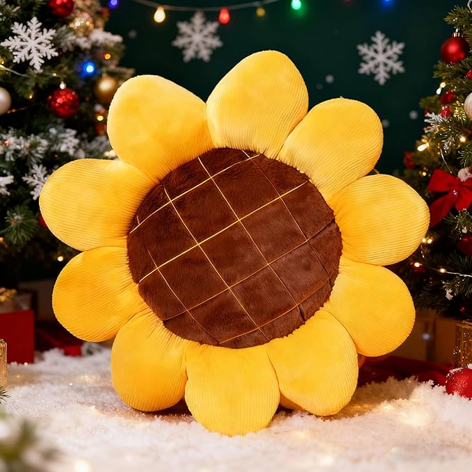 20 inch Sunflowers Shaped Pillow Flower Pillow Aesthetic Decor Soft Plush Pillows Floor Seat Cushion Pillows for Sofa Bed Chair Couch