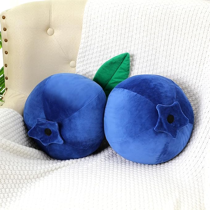 Decorative Cute Blueberry Plush Pillow Kawaii Fruit Gifts Stuff Hugging Plushies Gift Soft Novelty Pillow Cushion Seat Decor for Gift Home Decor