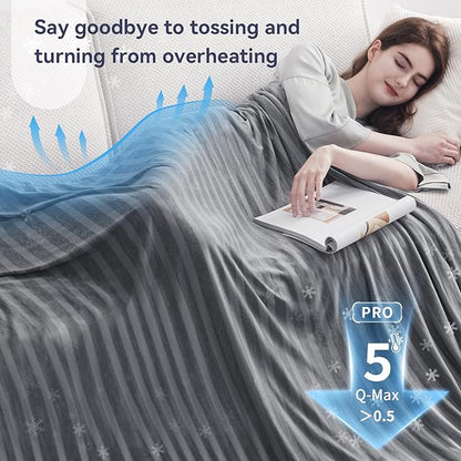 Guohaoi Cooling Blankets for Hot Sleepers,Arc-Chill Q-Max >0.5 Cool Fiber,100% Oeko-Tex Certified,Twin Full Size Lightweight Summer Cool Blanket for Travel/Outdoor Ultra Cold Breathable,60''x90''