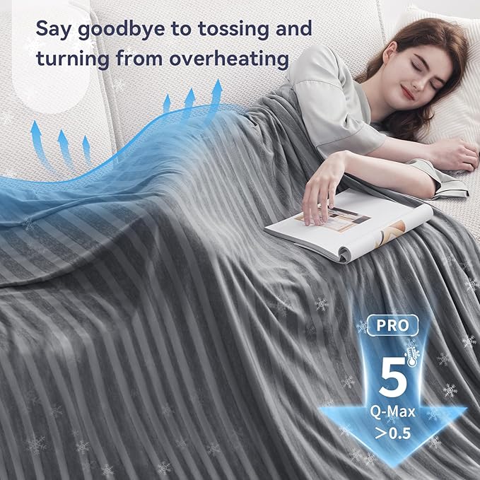 Guohaoi Cooling Throw Blanket for Hot Sleepers,Arc-Chill Q-Max >0.5 Cool Fiber,100% Oeko-Tex Certified Lightweight Summer Cool Blanket for Travel/Outdoor Ultra Cold Breathable,50''x70''