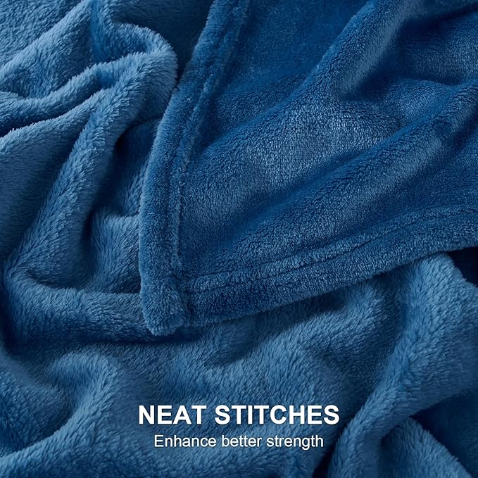 Hansleep Fleece Mineral Blue Throw Blanket, Super Soft Flannel Fuzzy Plush Cozy Blanket for All Seasons, Mineral Blue, Throw 50x60 Inches