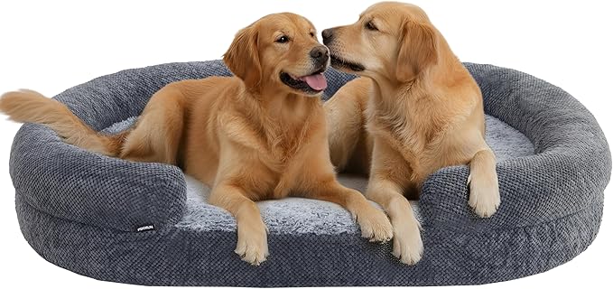 Bolster Dog Bed, Extra Thick 4.7 Inch Large Orthopedic Dog Bed with Memory Foam, Pet Couch Bed with Supportive Structure, Removable Washable Cover, Durable and Stylish Dog Bed for Large Dogs
