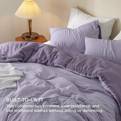 Bedsure King Comforter Set, Purple Lavender Soft Prewashed Bedding for All Seasons, 3 Pieces GentleSoft™ Bed Set, 1 Lightweight Comforter (104"x90") and 2 Pillowcases (20"x36")