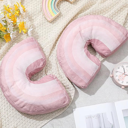 Chunful Rainbow Pillow for Girls Kids 13.8 x 8.7 x 4 Inch Plush Cute Rainbow Throw Pillow Arch Shaped Cushion Stuffed Decoration for Bed Chair Room Home Decor Easter Day(Dark Pastel,2 Pcs)