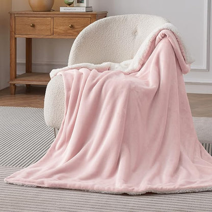 Bedsure GentleSoft Sherpa Fleece Throw Blanket Twin Size for Couch - Thick and Warm Throw for Women and Girls, Soft Fuzzy Plush Blanket for Winter, Room Home Decor, Non-Heated, Pink, 60x80 Inches