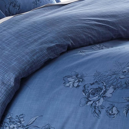 Southshore Fine Living, Inc. Twin XL Comforter Set Blue Floral, Down Alternative Floral Comforter with Matching Pillow Sham, Bedspread Coverlet for Twin/XL Bed, Reversible Bed Ensemble, Blue & White