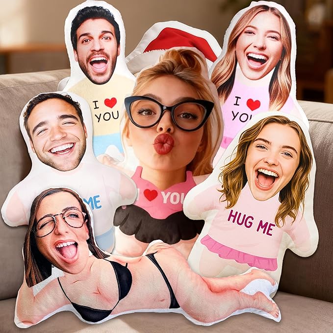 LOVELYPOD Personalized Photo Couple Pillow, Custom Face Picture Pillow, Boyfriend Birthday Gift, Valentine's Day Pillows, Personalized Valentine Gift, Couple Gifts