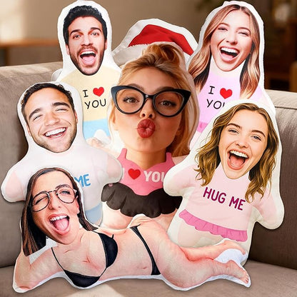 LOVELYPOD Personalized Photo Couple Pillow, Custom Face Picture Pillow, Boyfriend Birthday Gift, Valentine's Day Pillows, Personalized Valentine Gift, Couple Gifts