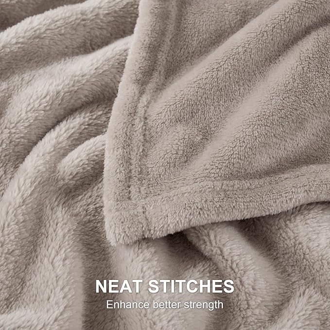 Hansleep Fleece Mocha Brown Queen Blanket, Super Soft Flannel Fuzzy Plush Cozy Blanket for All Seasons, Mocha Brown, Queen 90x90 Inches