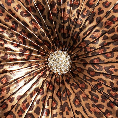 EUCIOR Leopard Gold Throw Pillows,Circular Pillow,Pumpkin Pleated Handmade Throw Pillows,Smooth Metallic Leather Decorative Pillows for Home Decor Bedroom Living Room Couch Bed Sofa