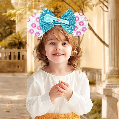 Mouse Ears Headband, Sequin Bow Ear Headbands for Women Girls, Park Ears Trip Party Cosplay Costume Accessories, One Size Fits All (Bo Peep)