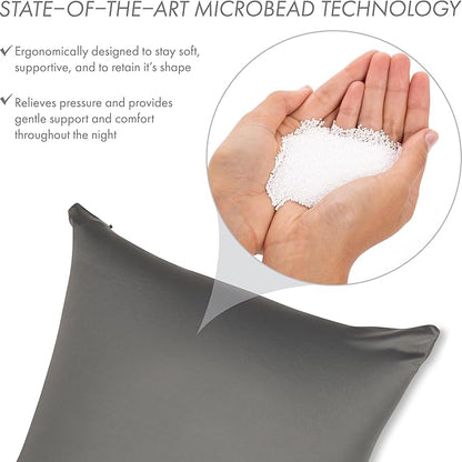 PILLOWY 16" x 16" Throw Pillow - Dark Grey: 1 PCS Luxurious Premium Microbead Pillow with 85/15 Nylon/Spandex Fabric. Forever Fluffy, Outstanding Beauty & Support. Silky, Soft & Beyond Comfortable