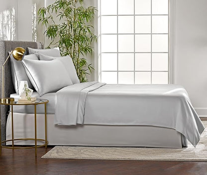 Pure Bamboo King Sheets, Genuine 100% Organic Viscose Derived from Bamboo Bed Sheet Set, Luxuriously Soft & Cooling, Double Stitching, 2 Year Quality Promise (King, Silver Pearl)