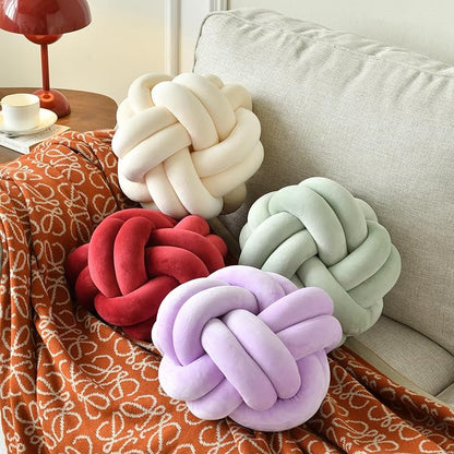 Knot Ball Pillow, Round Decorative Throw Pillows Cushion, 8 Inch Lilac Soft Plush Knotted Pillows Pillow, Modern Home Throw Knot Decorative Cushion