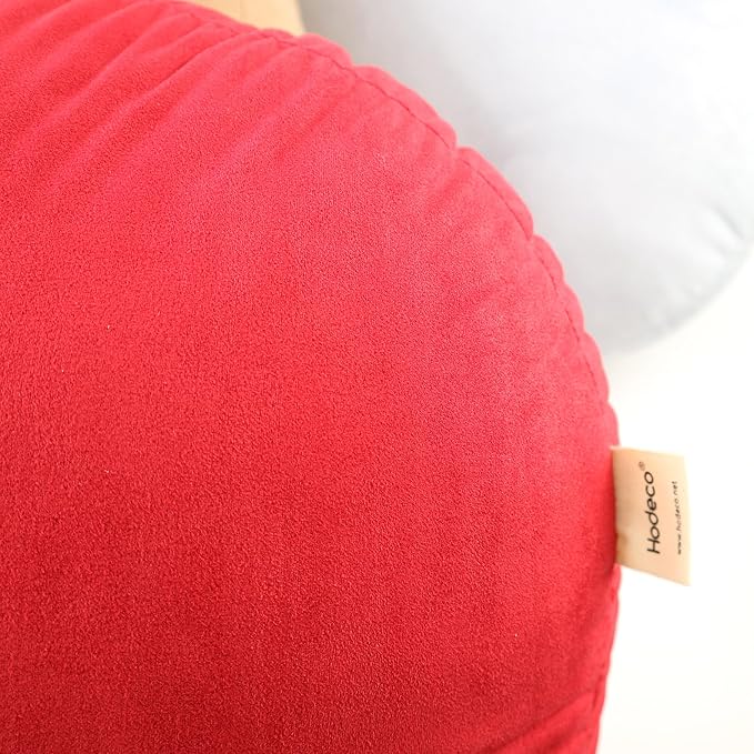 Round Throw Pillow 16x16 for Kids Down-Like Polyester Filling Super Soft Floor Pillow Ultra Fluffy Feather-Like Touching Decorative Circle Cushion for Couch Bed Sofa, Bright Red, 1 Piece