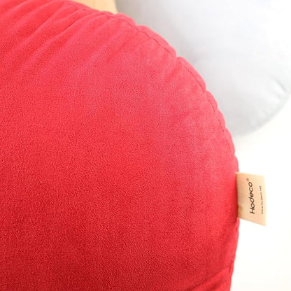 Round Throw Pillow 16x16 for Kids Down-Like Polyester Filling Super Soft Floor Pillow Ultra Fluffy Feather-Like Touching Decorative Circle Cushion for Couch Bed Sofa, Bright Red, 1 Piece