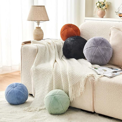 Uvvyui Black Ball Pillow, 11.8" Cute Round Throw Pillow Faux Rabbit Fur Room Decorative Throw Pillow, Ball Shaped Pillow Plush Cushion for Couch, Sofa, Bedroom