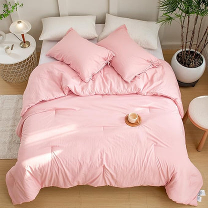 Ultra-Soft Blush Light Pink Comforter Set Full Size for Girls Women - Cozy PolyCotton - 1 Down Alternative Comforter & 2 Pillowcase - All Season Lightweight Comfy Bed Blanket Bedspreads Quilt