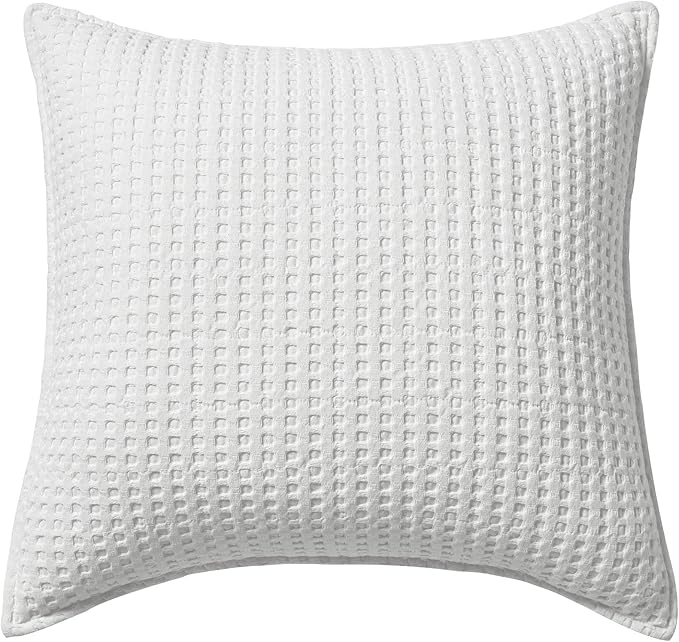 Levtex Home - Mills Waffle - Decorative Pillow - Poly Filled - Bright White - Sham Size (20 x 20in.)