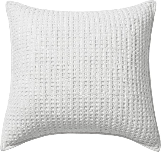 Levtex Home - Mills Waffle - Decorative Pillow - Poly Filled - Bright White - Sham Size (20 x 20in.)