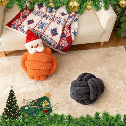 Knot Pillow Ball Plush - Decorative Throw Pillows for Bed Relieve Stress, Round Knot Cushion for Sofa Decor Pet Toy, Orange 8 inch