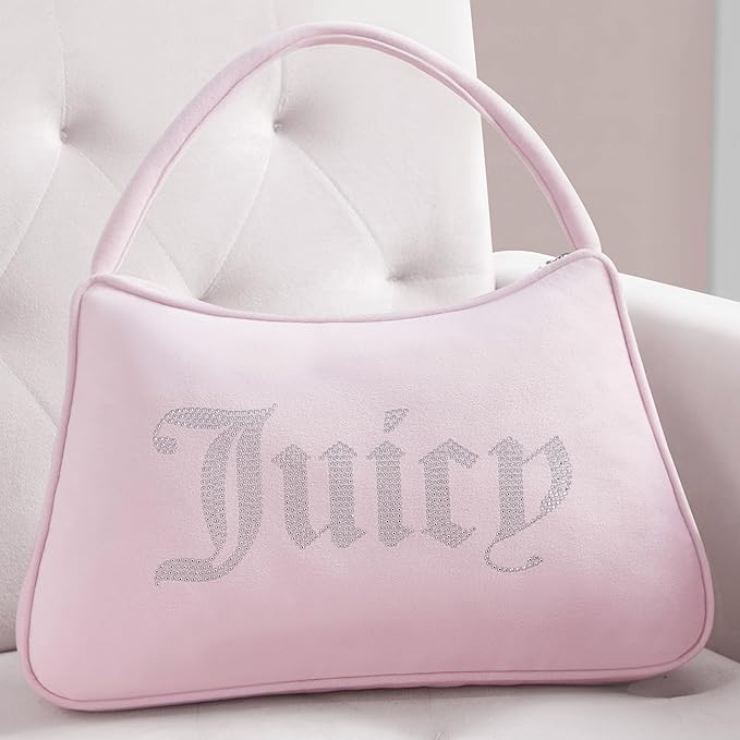 Juicy Couture Purse Shaped 10" x 16" Decorative Pillow, Light Pink