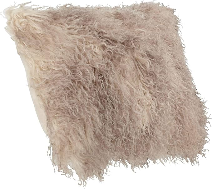 SARO LIFESTYLE Mongolian Lamb Fur Poly Filled Throw Pillow